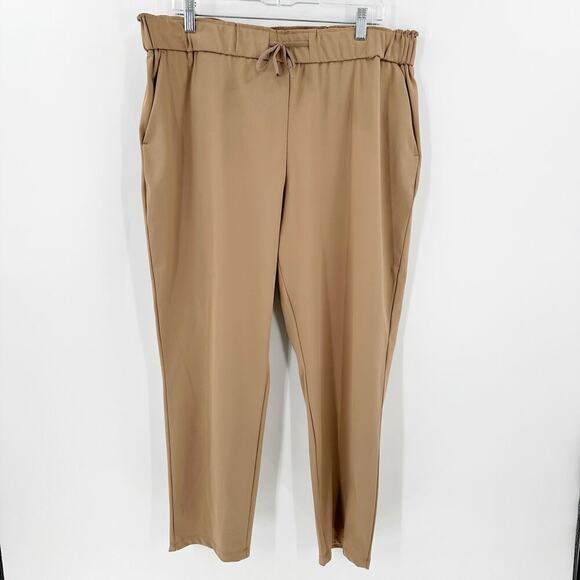 Maison d' Amelie Tan High Rise Drawstring Waist Casual Cropped Pants Size XL - Picture 1 of 10